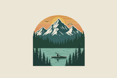 Vintage Kayak Mountain Vector Illustration Product Image 1