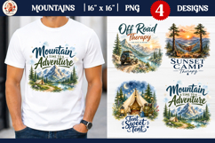 Be Wild PNG, Watercolor Mountain T-Shirt Sublimation Product Image 1