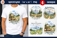 Be Wild PNG, Watercolor Mountain T-Shirt Sublimation Product Image 1
