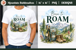 Burn to ROAM PNG, Watercolor Mountain T-Shirt Sublimation Product Image 1