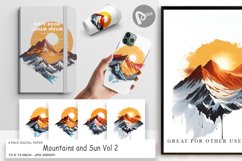 Digital Paper Mountains and Sun Product Image 1