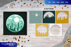 3D Shadowbox Mountain and Pine Forest Layered Template Product Image 1