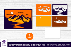 mountains svg-paper cut-retro sunset-layered svg-3d layered-sky-summer-tropical-3d layered