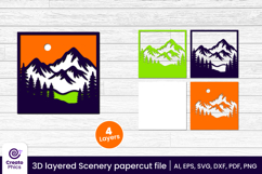 mountains svg-paper cut-retro sunset-layered svg-3d layered-sky-summer-tropical-3d layered