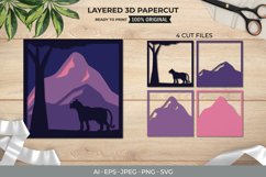 3D Shadowbox Tiger in Front of High Mountain View Papercut Product Image 1