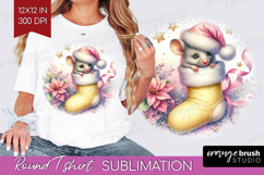 Mouse Pastel Christmas Round Tshirt Background Coquette Xmas Product Image 1