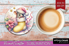 Mouse Pastel Christmas Round Coaster Coquette Xmas Coaster Product Image 1