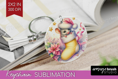 Mouse Pastel Christmas Keychain PNG Coquette Xmas Keychain Product Image 1