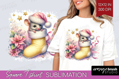 Mouse Pastel Christmas Square Tshirt Background Coquette Product Image 1