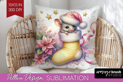 Mouse Pastel Christmas Pillow Sublimation Coquette Xmas Product Image 1