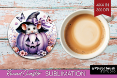Mouse Halloween Round Coaster Coquette Coaster PNG Product Image 1