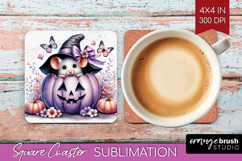 Mouse Halloween Square Coaster Coquette Coaster PNG Product Image 1