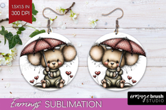 Mouse Valentine Round Earrings Whimsical Animal PNG Product Image 1