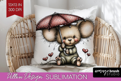 Mouse Valentine Pillow Sublimation Whimsical Animal Pillow Product Image 1