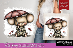 Mouse Valentine Tote Bag Whimsical Animal Tote Bag PNG Product Image 1