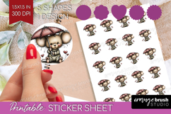 Mouse Valentine Round Sticker Whimsical Animal Printable Product Image 1