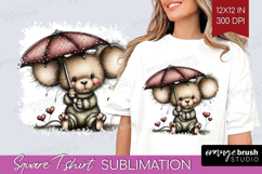 Mouse Valentine Square Tshirt Background Whimsical Animal Product Image 1