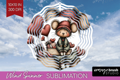 Mouse Valentine Wind Spinner Sublimation PNG Whimsical Product Image 1