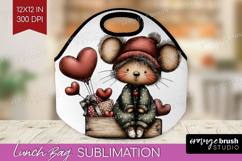 Mouse Valentine Lunch Bag Whimsical Animal Lunch Bug PNG Product Image 1