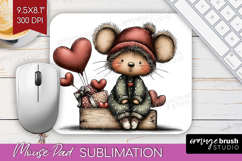 Mouse Valentine Mouse Pad Sublimation Whimsical Animal Product Image 1
