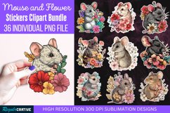 Mouse And Flower Stickers Clipart Bundle Product Image 1