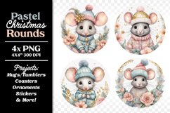 Pastel Watercolor Christmas Round Ornament Coaster Mouse Product Image 1