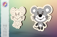 Small mouse laser cut vector, minimal cute animal template Product Image 1