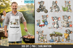 Adorable Father’s Day mouse illustration showing a father and child mouse sharing a special moment, perfect for sublimation, crafting, cards, shirts, and printable Father’s Day gifts.