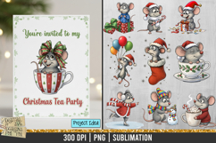 Cute Christmas mouse illustration in festive holiday theme, perfect for crafting, sublimation, and seasonal digital projects.
