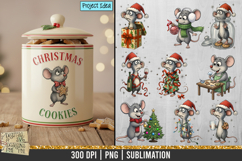 Cute Christmas mouse illustration in festive holiday theme, perfect for crafting, sublimation, and seasonal digital projects.