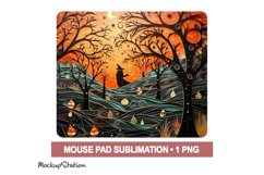 3D Halloween Scenery Mouse Pad Sublimation PNG | Witch Product Image 2
