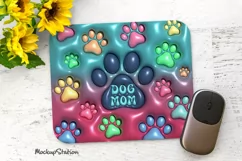 3D Inflated Dog Mom Mouse Pad Sublimation PNG| Puffy Dog Paw Product Image 1