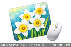 Daffodils Mouse Pad Design. Flowers Mouse Pad Sublimation Product Image 1