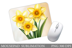 Daffodils Mouse Pad Design. Flowers Mouse Pad Sublimation Product Image 1