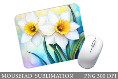 Daffodils Mouse Pad Design. Flowers Mouse Pad Sublimation Product Image 1