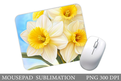 Daffodils Mouse Pad Design. Flowers Mouse Pad Sublimation Product Image 1