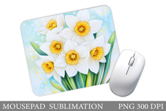 Daffodils Mouse Pad Design. Flowers Mouse Pad Sublimation Product Image 1