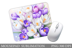 Crocus Mouse Pad Design. Flowers Spring Mouse Pad Product Image 1