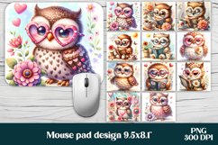 Cute owl with glasses flower mouse pad sublimation bundle Product Image 1