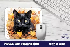 Mouse Pad Happy Cute Cartoon Black Kittens autumn Product Image 1