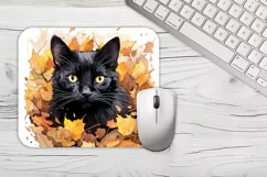 Mouse Pad Happy Cute Cartoon Black Kittens autumn Product Image 2