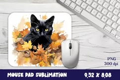 Mouse Pad Happy Cute Cartoon Black Kittens autumn Product Image 1
