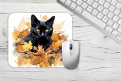 Mouse Pad Happy Cute Cartoon Black Kittens autumn Product Image 2