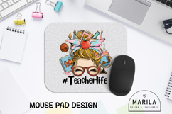 Blonde Messy Bun Teacher Life Mouse Pad Product Image 1