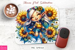 Summer Sunflower Girl Gnome|Hippie Style Mouse Pad Product Image 1