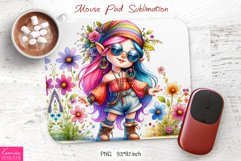 Summer Wild Flower Gnome|Hippie Style Mouse Pad Sublimation Product Image 1