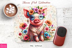 Summer Flower Pig|Hippie Style Mouse Pad Sublimation Product Image 1