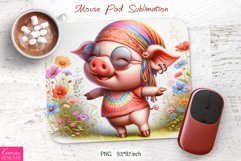 Wild Flower Baby Pig|Hippie Style Mouse Pad Sublimation Product Image 1