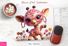Flower Giraffe Wearing Sunglasses|Hippie Style Mouse Pad Product Image 1