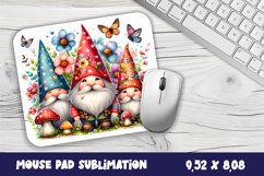 Gnome flowers and butterflies Sublimation Design, Mouse Mat Product Image 1